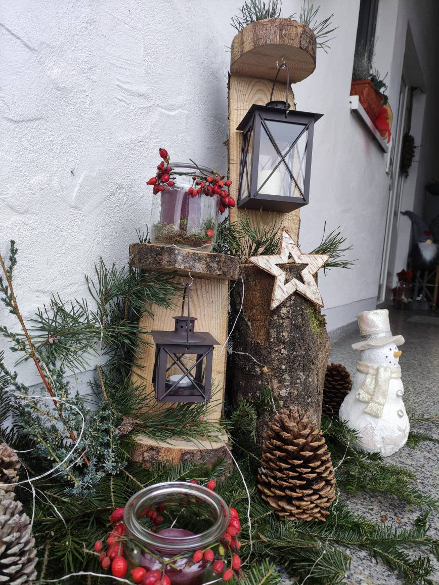 Laternenhalter Baumstamm groß Baumlaterne Gartenlaterne Holzlaterne