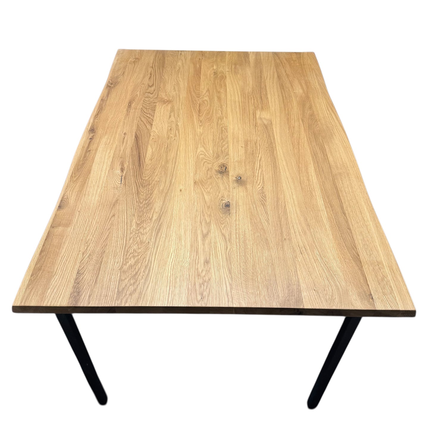 Tischplatte Wildeiche geölt — Massivholz 28mm — Baumkante / Waldkante — Breite 80cm, Länge nach Wunsch — durchgehende Lamellen
