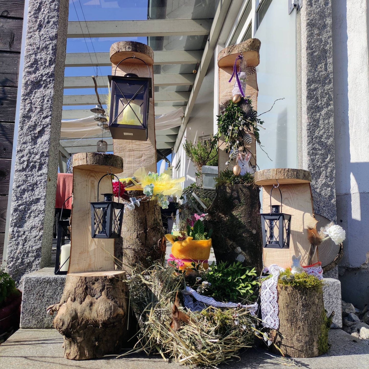 Laternenhalter Baumstamm groß Baumlaterne Gartenlaterne Holzlaterne