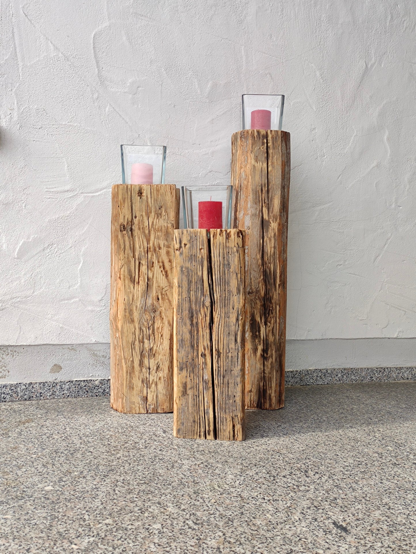 Bodenwindlicht XXL Windlicht Holzlaterne Lichtsäule Leuchtsäule
