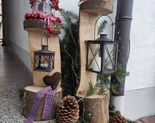 Laternenhalter Baumstamm groß Baumlaterne Gartenlaterne Holzlaterne